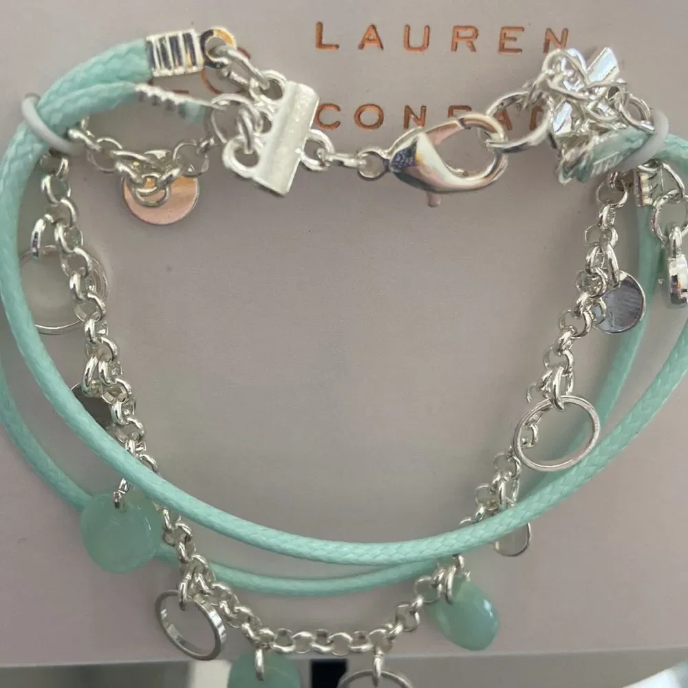 Lauren Conrad NWT Silver and rope mint color bracelet